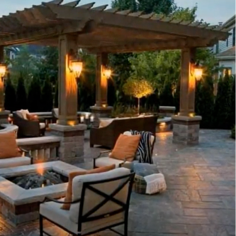stamped concrete patio in an outdoor entertainment area Picture